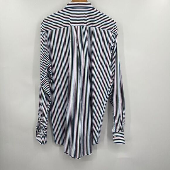 Peter Millar Men's Multi-Color Striped Long-Sleeve Button-Down Shirt Size L/Tall - Picture 6 of 7
